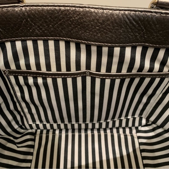 Kate Spade Metallic Pewter Double Handle Open Tote Bag, Silver Tone Hardware - Picture 8 of 15